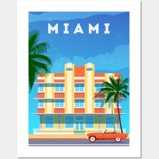 Miami, USA - Retro travel minimalistic poster Posters and Art